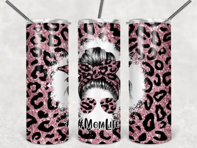 MomLife Pink Leopard - 20oz Skinny Tumbler (Copy)