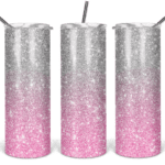 Silver Pink Ombre Glitter - 20oz Skinny Tumbler