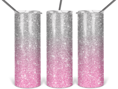 Silver Pink Ombre Glitter - 20oz Skinny Tumbler