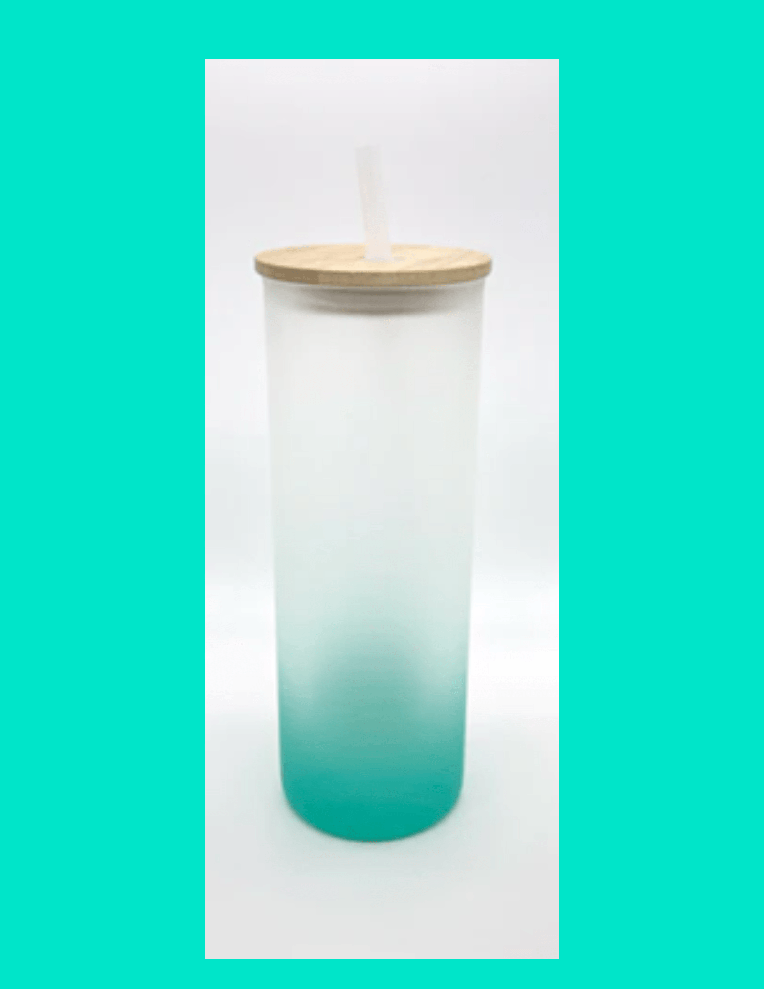 Teal Ombre' Blank 25oz Glass Tumbler Ash Tags
