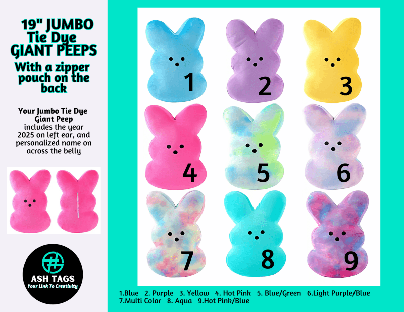 JUMBO Easter Peep Bunny - With Zipper Pouch!